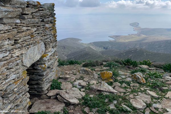 Η πανοραμική θέα από το εκκλησάκι με κατεύθυνση προς τη Σύρο