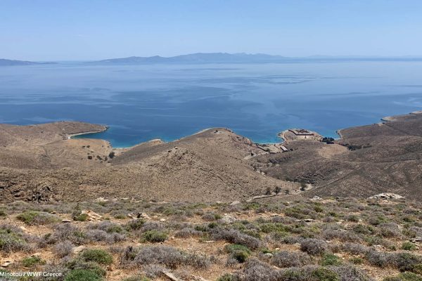 Το ανάγλυφο της Γυάρου με Τήνο και Άνδρο στον ορίζοντα